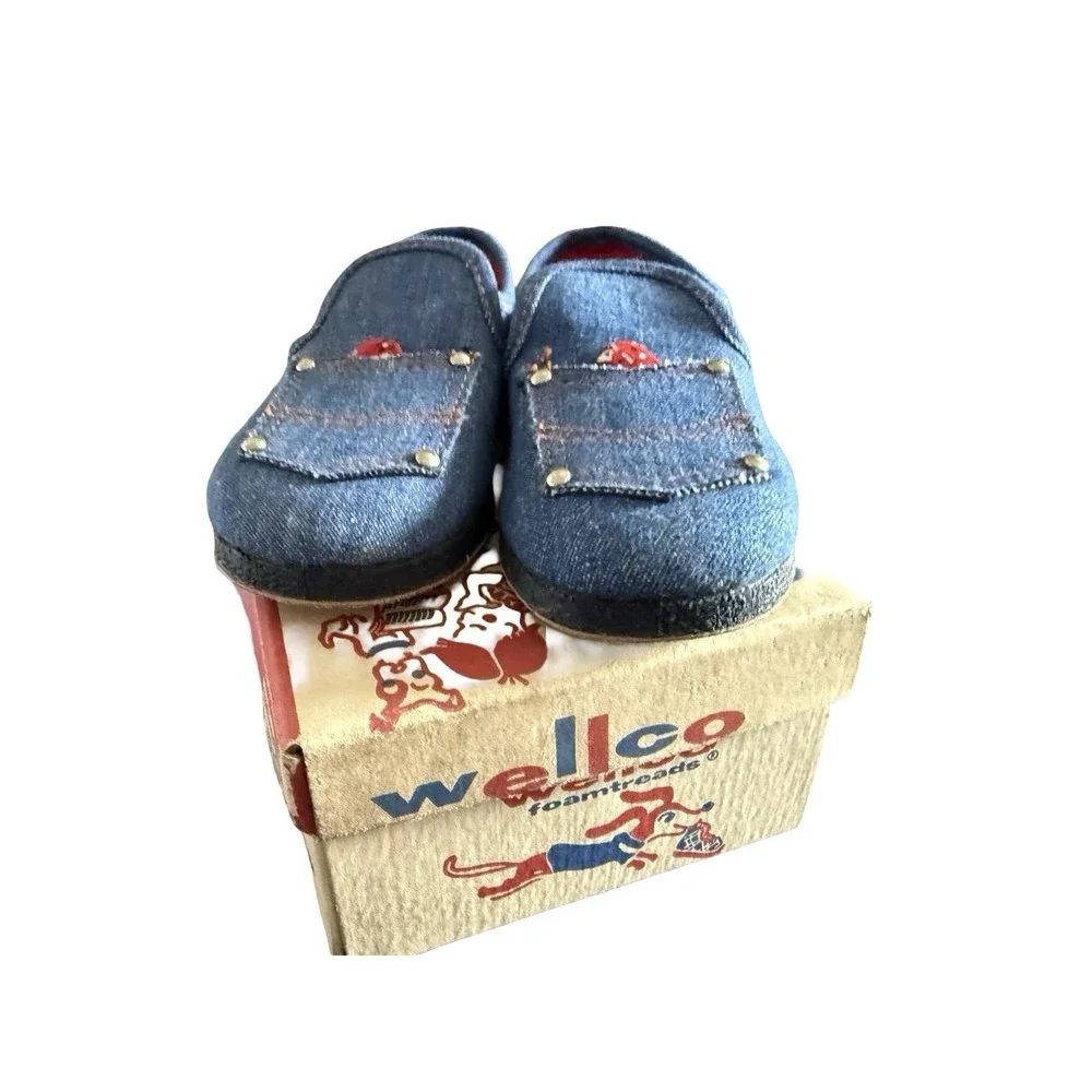 Vintage 1960s‎ Wellco Denim bandana western slip on shoes new sz 9 W